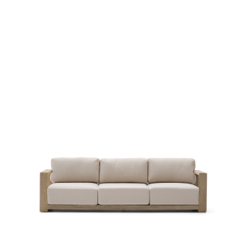 Ambra 3-seater sofa in solid acacia wood with a light finish, 249 cm, FSC 100%