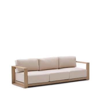 Ambra 3-seater sofa in solid acacia wood with a light finish, 249 cm, FSC 100%