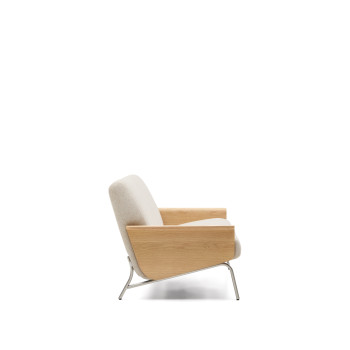 Amsen 2 seater sofa in beige oak plywood with brushed stainless steel legs 165 cm