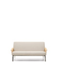 Amsen 2 seater sofa in beige oak plywood with brushed stainless steel legs 165 cm