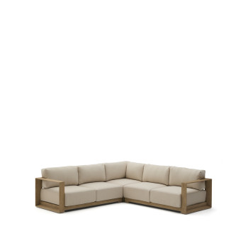 Ambra 5-seater corner sofa in solid acacia wood with a light finish, 248 cm FSC 100%