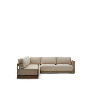 Ambra 5-seater corner sofa in solid acacia wood with a light finish, 248 cm FSC 100%