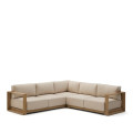 Ambra 5-seater corner sofa in solid acacia wood with a light finish, 248 cm FSC 100%