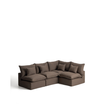 Anarela 4-seater modular corner sofa with removable cover in linen