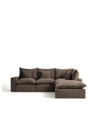 Anarela 4-seater modular corner sofa with removable cover in linen
