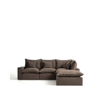 Anarela 4-seater modular corner sofa with removable cover in linen