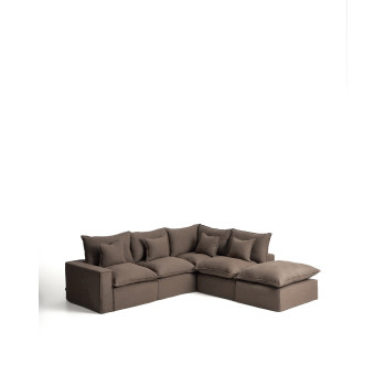 Anarela 4-seater modular corner sofa with removable cover in linen