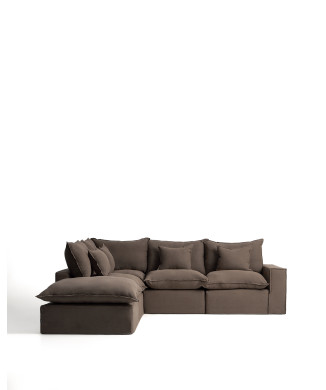 Anarela 4-seater modular corner sofa with removable cover in linen