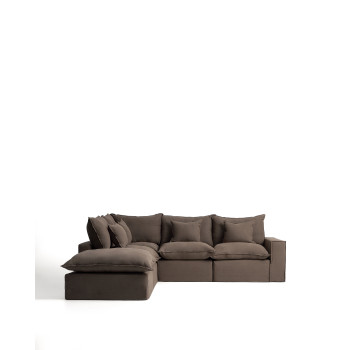 Anarela 4-seater modular corner sofa with removable cover in linen