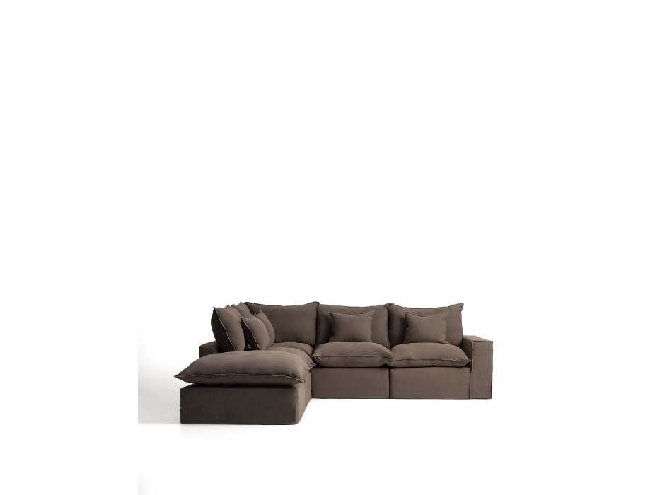 Anarela 4-seater modular corner sofa with removable cover in linen