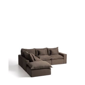 Anarela 4-seater modular corner sofa with removable cover in linen
