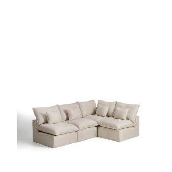 Anarela 4-seater modular corner sofa with removable cover in linen and viscose