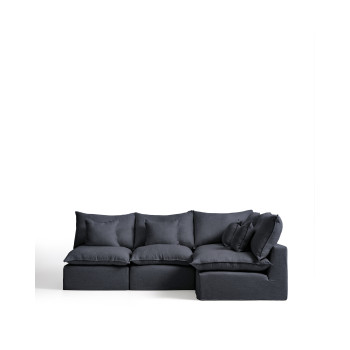 Anarela 4-seater modular corner sofa with removable cover in linen and viscose