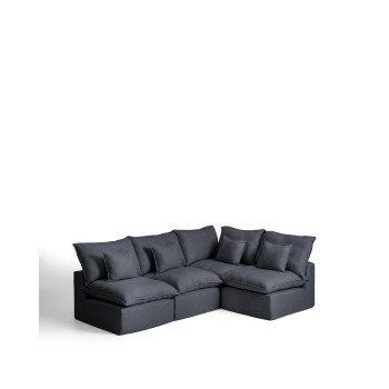 Anarela 4-seater modular corner sofa with removable cover in linen and viscose