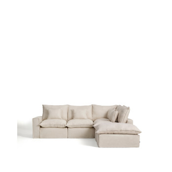Anarela 4-seater modular corner sofa with removable cover in linen and viscose