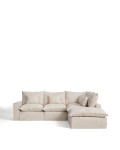 Anarela 4-seater modular corner sofa with removable cover in linen and viscose