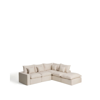 Anarela 4-seater modular corner sofa with removable cover in linen and viscose