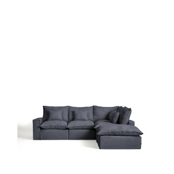 Anarela 4-seater modular corner sofa with removable cover in linen and viscose