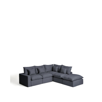 Anarela 4-seater modular corner sofa with removable cover in linen and viscose