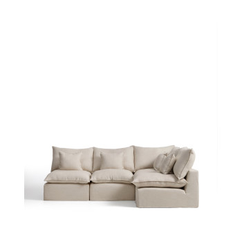 Anarela 4-seater modular corner sofa with removable cover in linen and viscose