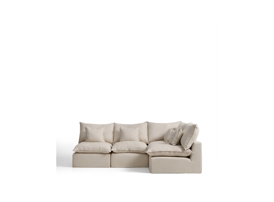 Anarela 4-seater modular corner sofa with removable cover in linen and viscose