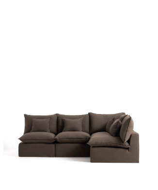 Anarela 4-seater modular corner sofa with removable cover in linen