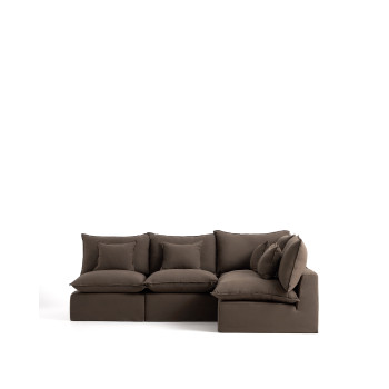 Anarela 4-seater modular corner sofa with removable cover in linen
