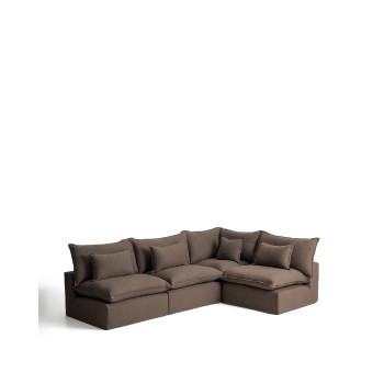 Anarela 6-seater modular corner sofa with removable cover in linen