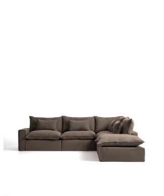 Anarela 6-seater modular corner sofa with removable cover in linen