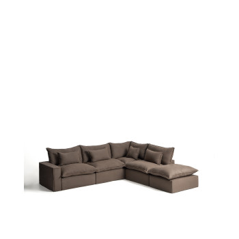 Anarela 6-seater modular corner sofa with removable cover in linen