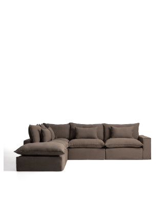 Anarela 6-seater modular corner sofa with removable cover in linen