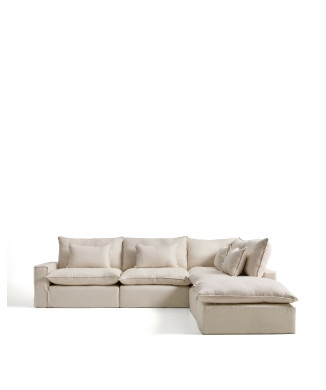 Anarela 6-seater modular corner sofa with removable cover in linen and viscose