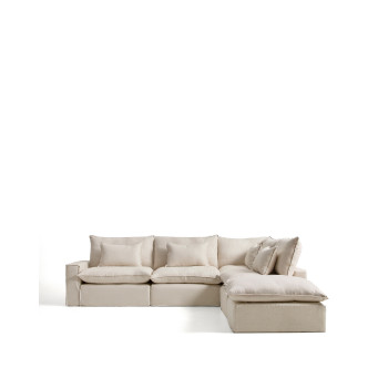 Anarela 6-seater modular corner sofa with removable cover in linen and viscose