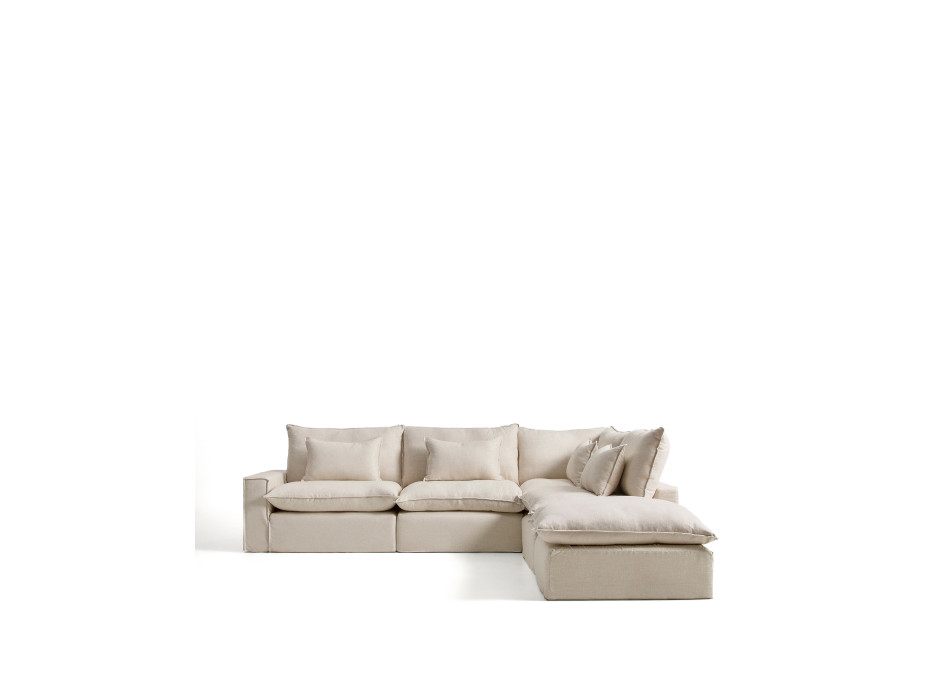Anarela 6-seater modular corner sofa with removable cover in linen and viscose