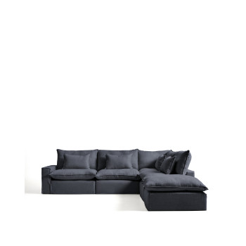 Anarela 6-seater modular corner sofa with removable cover in linen and viscose
