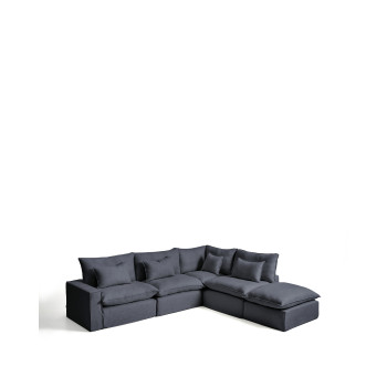 Anarela 6-seater modular corner sofa with removable cover in linen and viscose
