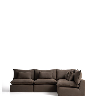 Anarela 6-seater modular corner sofa with removable cover in linen