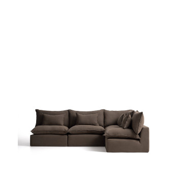 Anarela 6-seater modular corner sofa with removable cover in linen