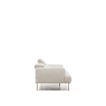 Aurum 2-seater sofa in ecru chenille with reclining headboard and matt beige metal base 214 cm FSC Mix Credit