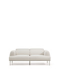 Aurum 2-seater sofa in ecru chenille with reclining headboard and matt beige metal base 214 cm FSC Mix Credit
