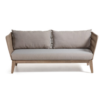 Belleny 3-seater sofa in beige rope and solid acacia wood, 176 cm FSC 100%