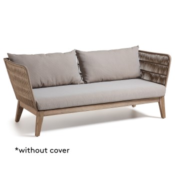 Belleny 3 seater sofa in beige rope and solid wood with white patina rope