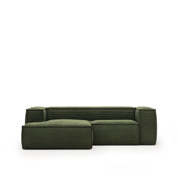 Blok 2 seater sofa with left chaise longue in thick corduroy