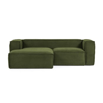 Blok 2 seater sofa with left chaise longue in thick corduroy