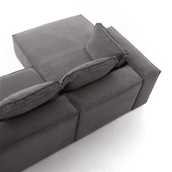 Blok 2 seater sofa with left chaise longue in thick corduroy