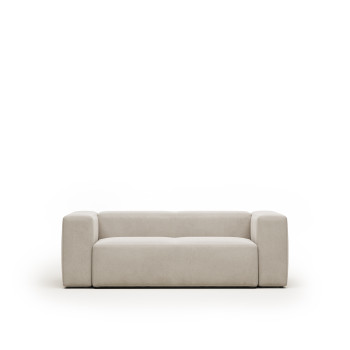 Blok 2-seater sofa in beige chenille, 210 cm FSC Mix Credit