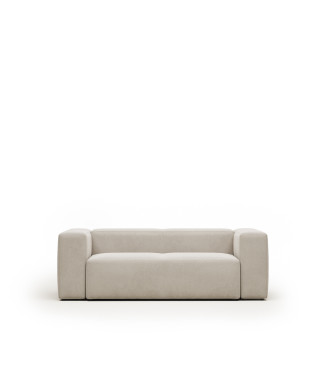 Blok 2-seater sofa in beige chenille, 210 cm FSC Mix Credit