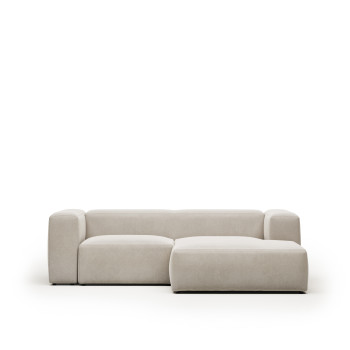 Blok 2-seater sofa in beige chenille with right chaise longue 240 cm FSC Mix Credit