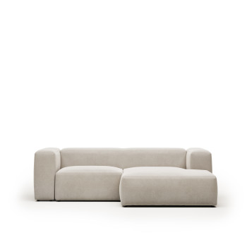 Blok 2-seater sofa in beige chenille with right chaise longue 240 cm FSC Mix Credit