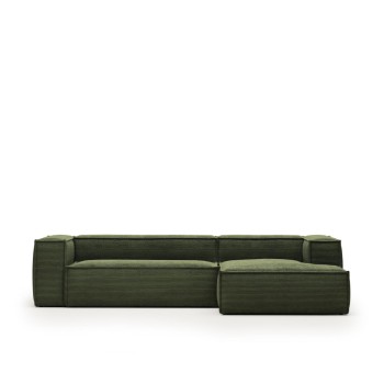 Blok 3-seater sofa with right chaise longue in thick corduroy